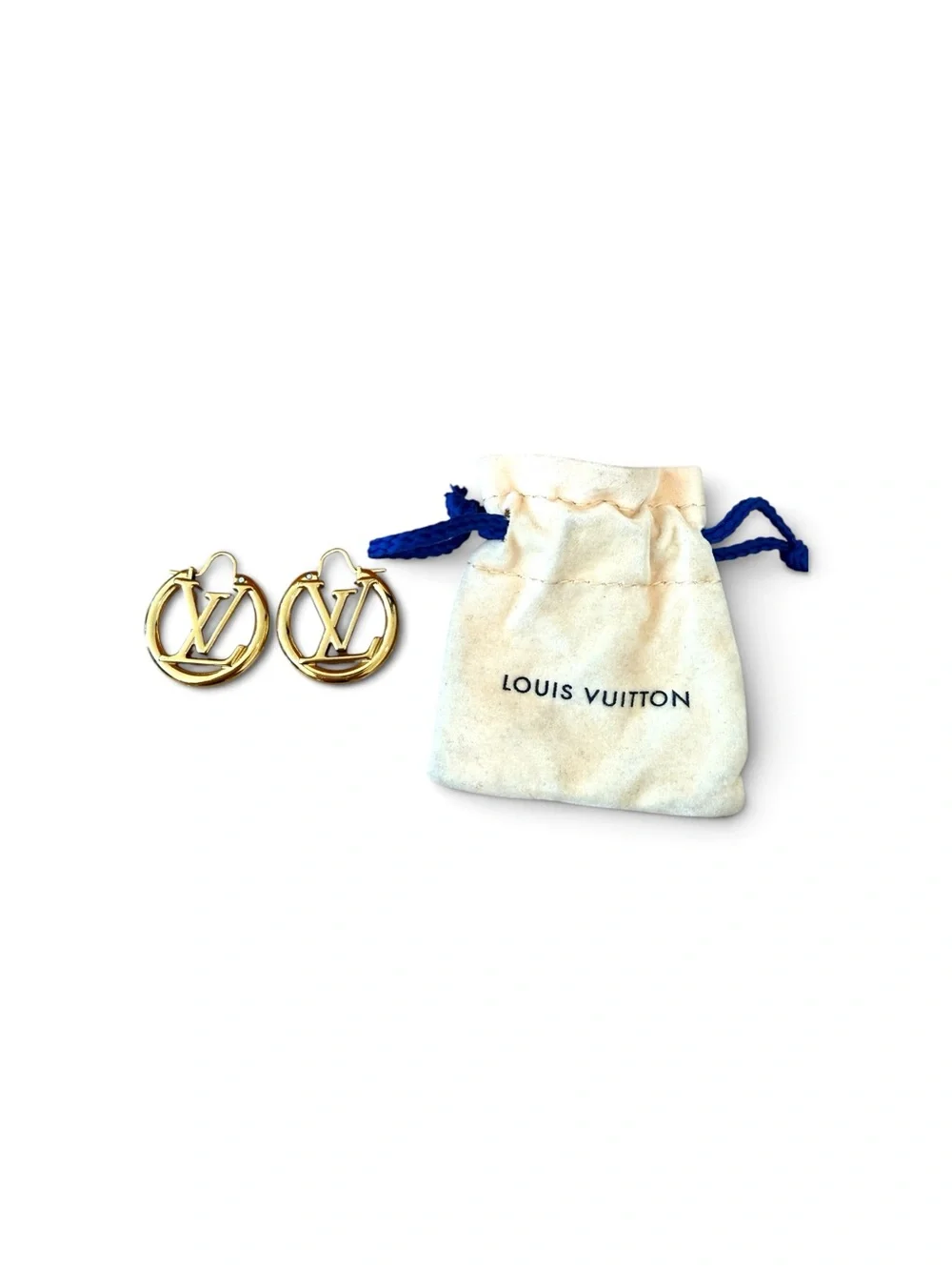 Louis Vuitton PM Earrings Circle Logo Hoop